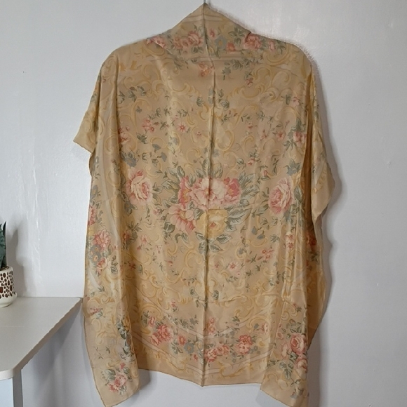Vintage Ralph Lauren Kathleen Floral Silk Scarf 34x34 1980s - Picture 2 of 8